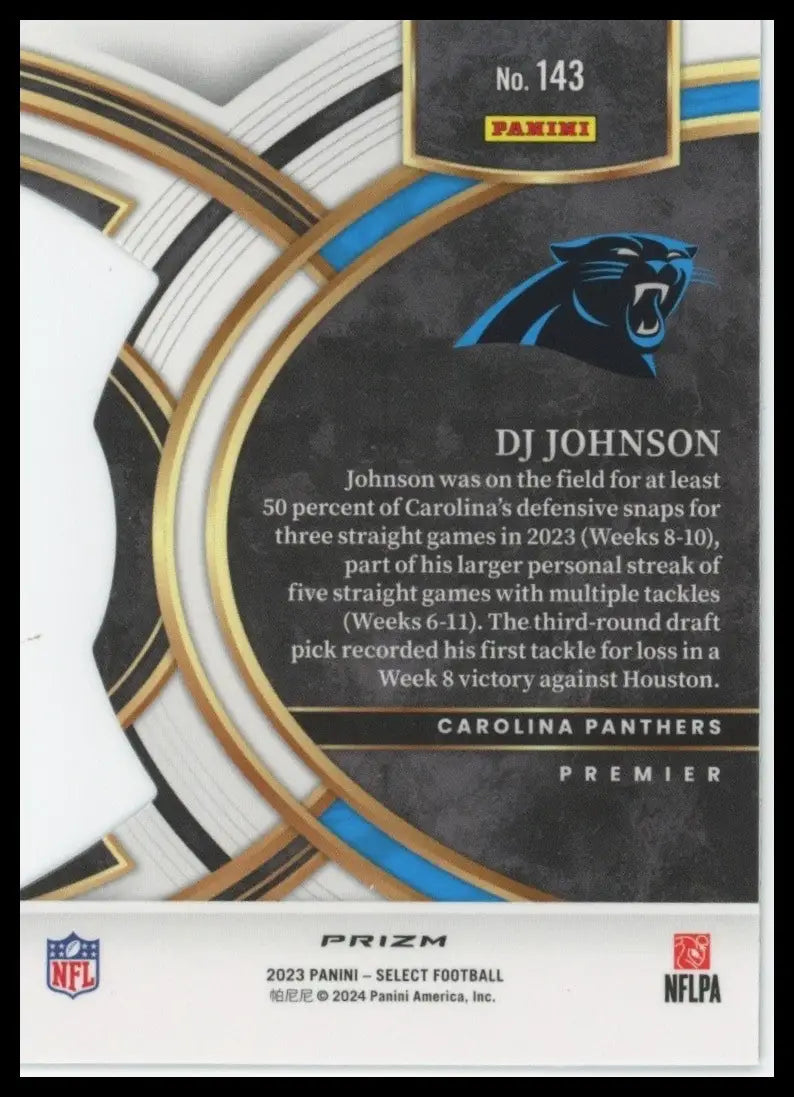 2023 Panini Select - Premier Level D.J. Johnson #143 Black & Gold Prizm Die-Cut - Other