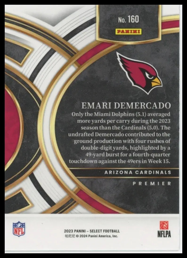 2023 Panini Select - Premier Level Emari Demercado #160 (RC) - Football Card Single