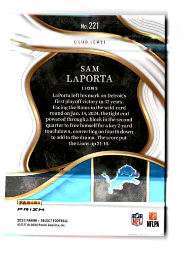 2023 Panini Select Red and Yellow Prizm Die-Cut #221 Sam LaPorta NM-MT ID:76021 - Football Card Single
