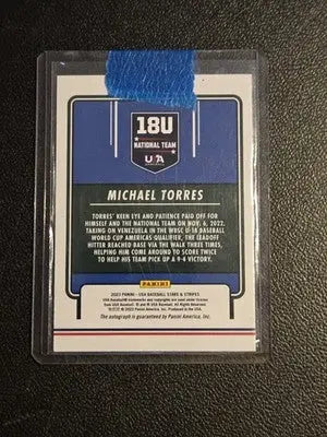 2023 Panini Stars & Stripes USA Michael Torres 18U National Team Signatures - Other