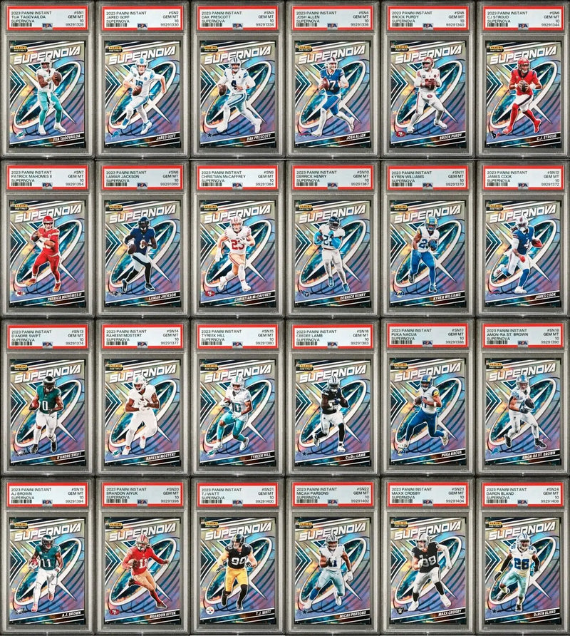 2023 Panini Supernova NFL Complete 24 Card Football Set PSA 10 Gem & Display