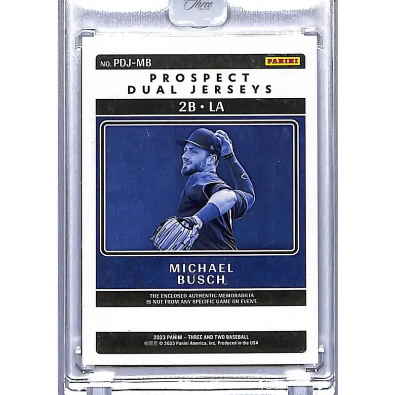 2023 Panini Three and Two Prospect Dual Jerseys #PDJ-MB Michael Busch NM-MT MEM 21/25 Los Angeles Dodgers - Baseball