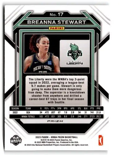 2023 Panini WNBA Prizm Prizms Silver #17 Breanna Stewart NM-MT ID:70717 - Basketball Card Single