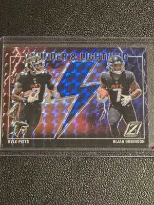 2023 Panini Zenith #1 Bijan Robinson / Kyle Pitts Thunder and Lightning Blue - Football Card Single