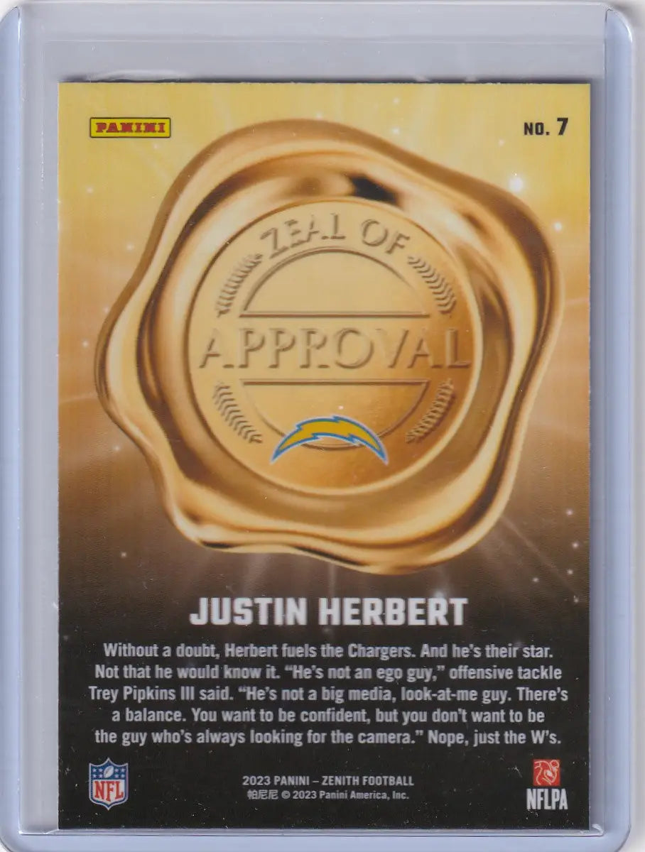 2023 Panini Zenith #7 Justin Herbert - Los Angeles Chargers - Football Card Single