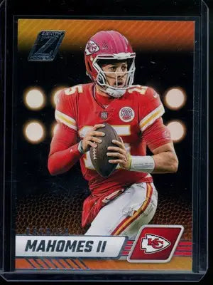 2023 Panini Zenith Football Patrick Mahomes II trading card featuring football Patrick Mahomes
