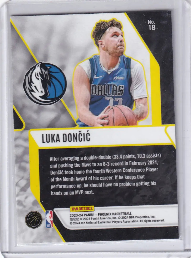 2023 PHOENIX #18 LUKA DONCIC FADED BLACK- DALLAS MAVERICKS - Basketball Card Single