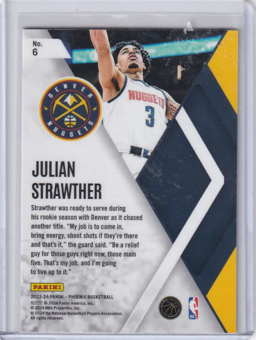 2023 PHOENIX #6 JULIAN STRAWTHER TEAL VELOCITY- DENVER NUGGETS - Basketball Card Single