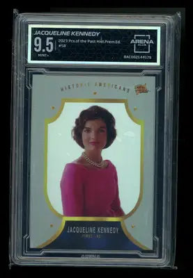 Graded trading card of Jacqueline Kennedy from 2023 Pieces of the Past Historical Premium Edition