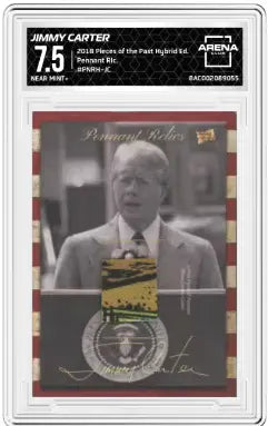 Graded Jimmy Carter Arena Club trading card with Pennant Relics design and fabric swatch