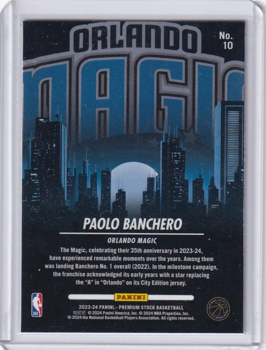 2023 PREMIUM STOCK #10 PAOLO BANCHERO CITY EDITION- ORLANDO MAGIC - Basketball Card Single