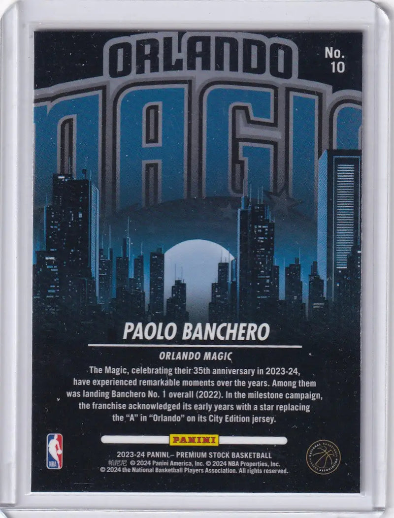 2023 PREMIUM STOCK #10 PAOLO BANCHERO CITY EDITION- ORLANDO MAGIC - Basketball Card Single