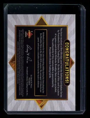 2023 President’s Choice Game-Used Shot Blocker Andrei Kirilenko 1/1 Patch - Sports Memorabilia