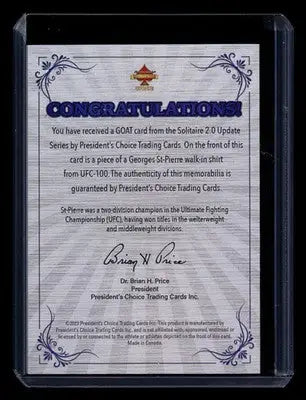 2023 President’s Choice Solitaire 2.0 Update GOAT Georges St-Pierre 1/1