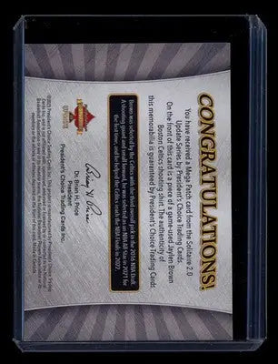 2023 President’s Choice Solitaire 2.0 Update Mega Patch Jaylen Brown 1/1 Patch