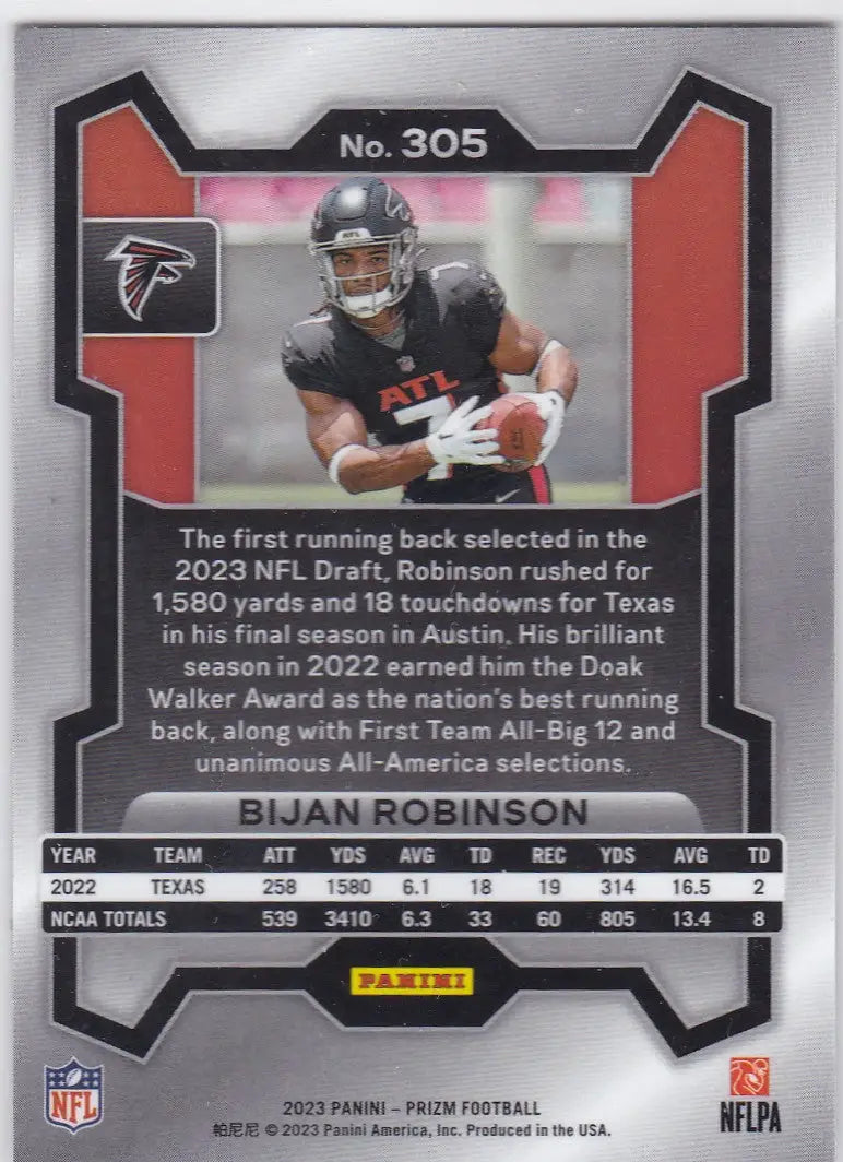 2023 PRIZM #305 BIJAN ROBINSON- ATLANTA FALCONS