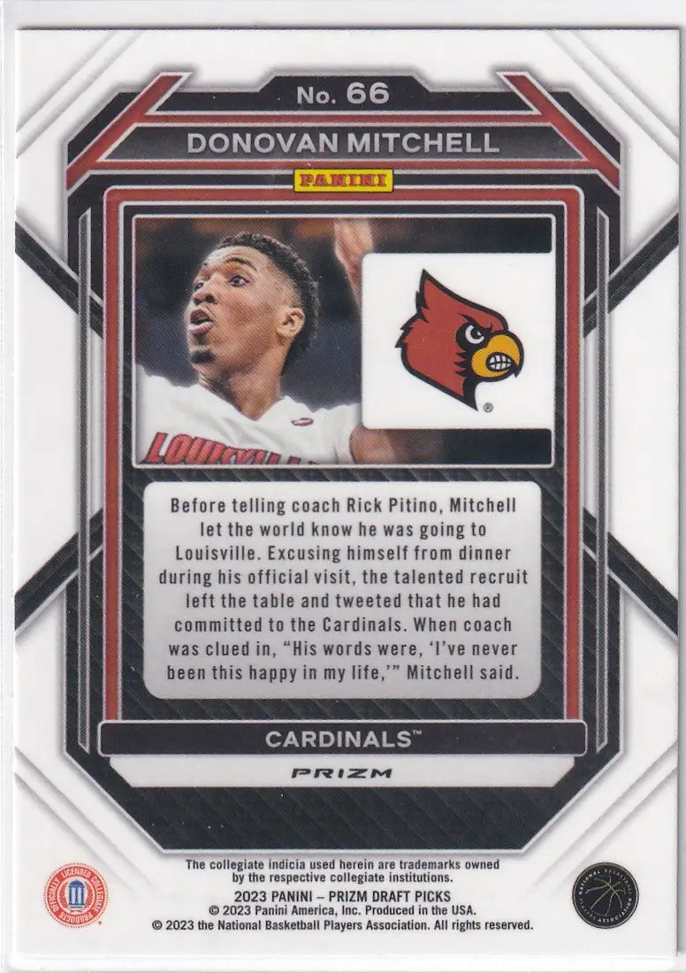 2023 PRIZM DRAFT PICK #66 DONOVAN MITCHELL RED CRACKED ICE- CLEVELAND CAVALIERS - Basketball Card Single