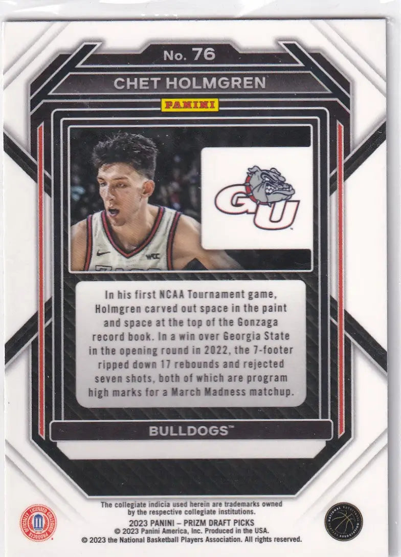 2023 PRIZM DRAFT PICK #76 CHET HOLMGREN- OKLAHOMA CITY THUNDER