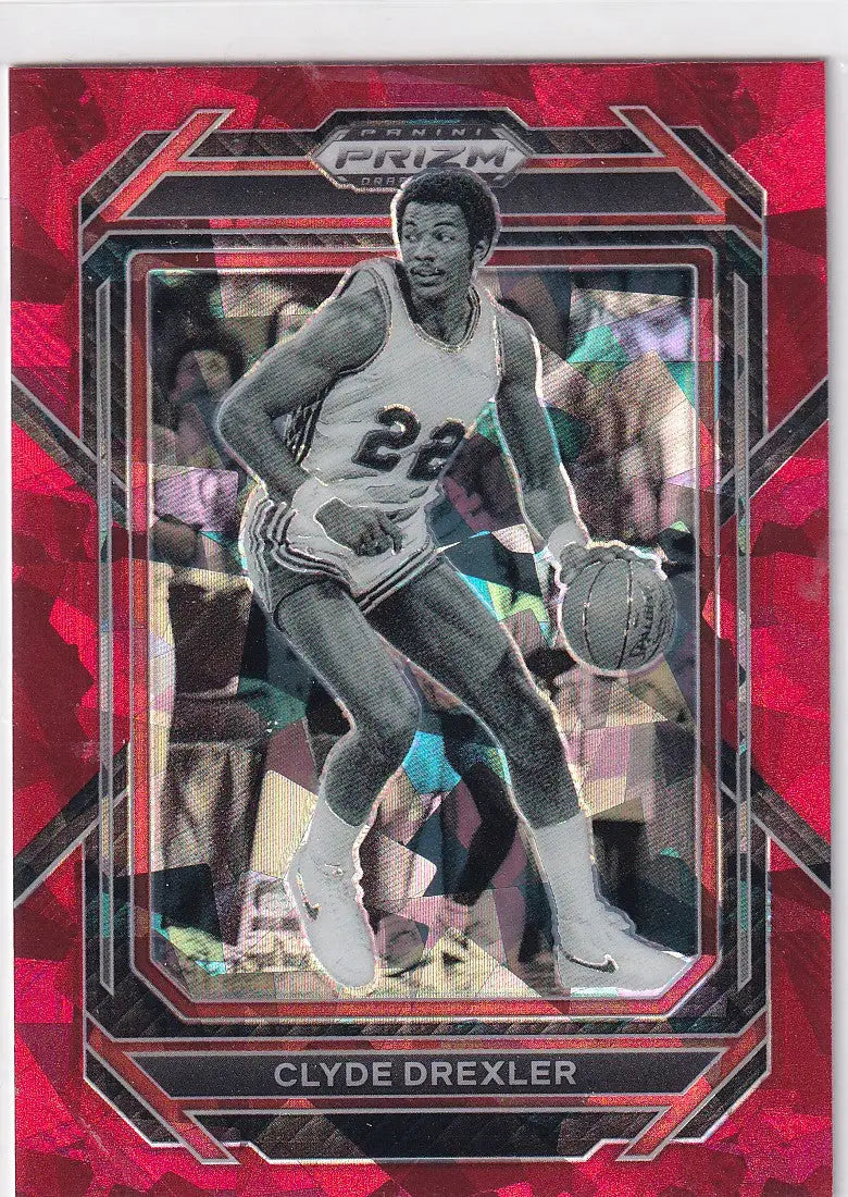 2023 PRIZM DRAFT PICK #91 CLYDE DREXLER RED CRACKED ICE- PORTLAND TRAIL BLAZZERS - Basketball Card Single