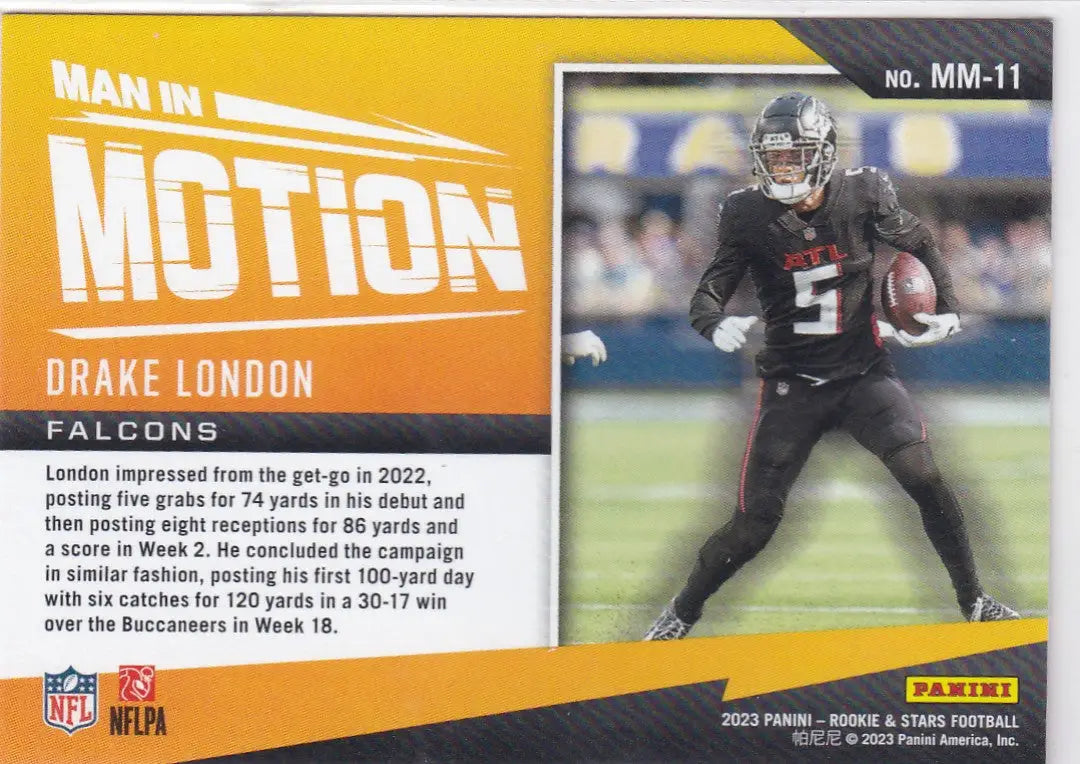 2023 ROOKIES AND STARS #MM-11 DRAKE LONDON MAN IN MOTION- ATLANTA FALCONS