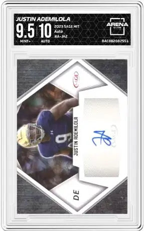 2023 SAGE Hit Justin Ademilola #A-JA2 Auto Football AC 9.5 Auto 10 - Football Card Single