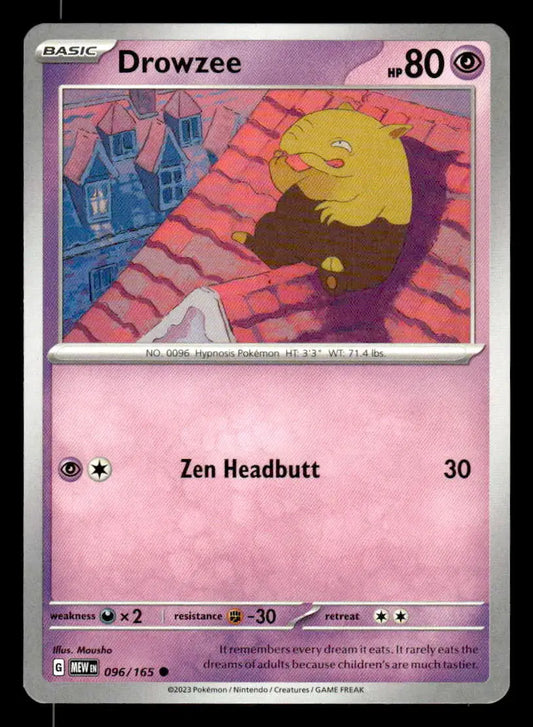 2023 Scarlet & Violet: 151 Drowzee #096/165 Base Common NM - Pokémon Card Single