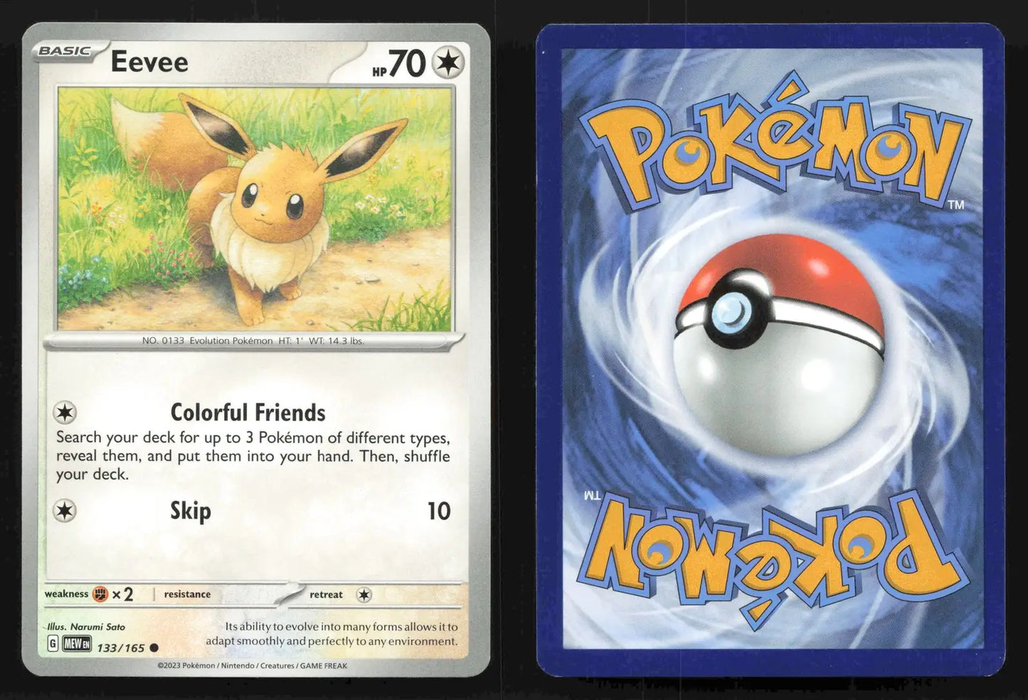 2023 Scarlet & Violet: 151 Eevee #MEW 133/165 Base Common NM - Pokémon Card Single