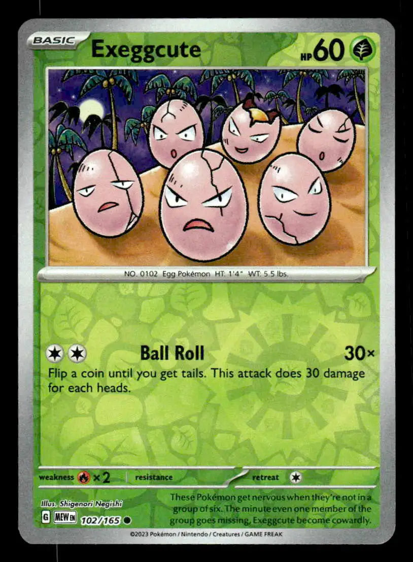 2023 Scarlet & Violet: 151 Exeggcute #102/165 Reverse Holo Common NM - Pokémon Card Single