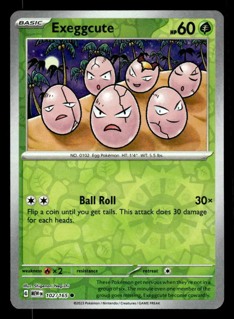 2023 Scarlet & Violet: 151 Exeggcute #102/165 Reverse Holo Common NM - Pokémon Card Single