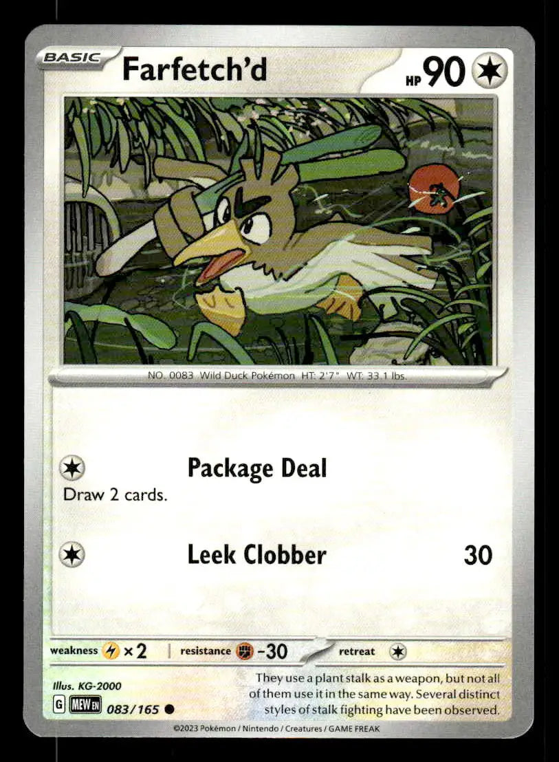 2023 Scarlet & Violet: 151 Farfetch’d #083/165 Base Common NM - Pokémon Card Single