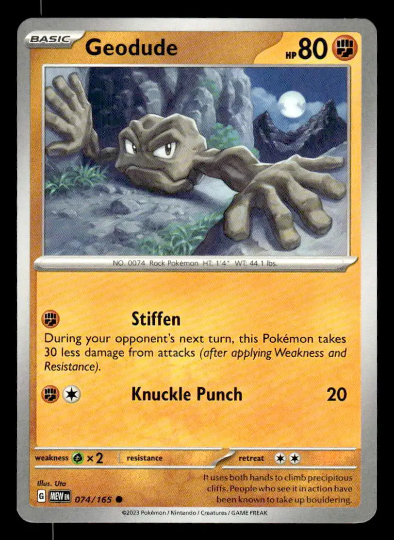 2023 Scarlet & Violet: 151 Geodude #074/165 Base Common NM - Pokémon Card Single