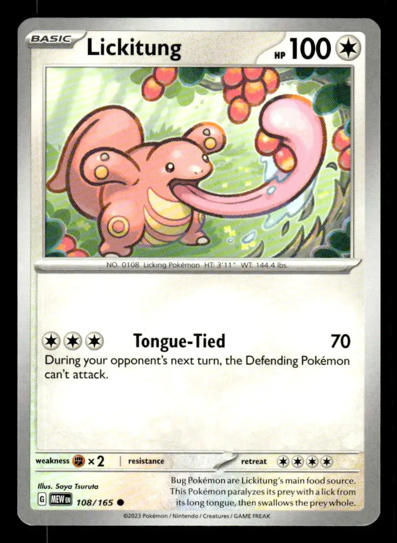 2023 Scarlet & Violet: 151 Lickitung #108/165 Base Common NM - Pokémon Card Single