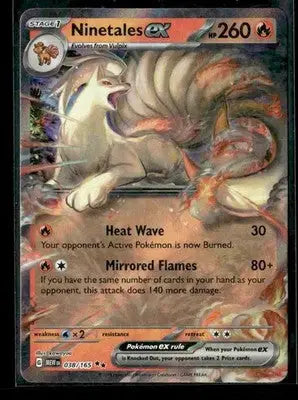 2023 Scarlet & Violet: 151 Ninetales ex #038/165 Foil Double Rare NM - Pokémon Card Single