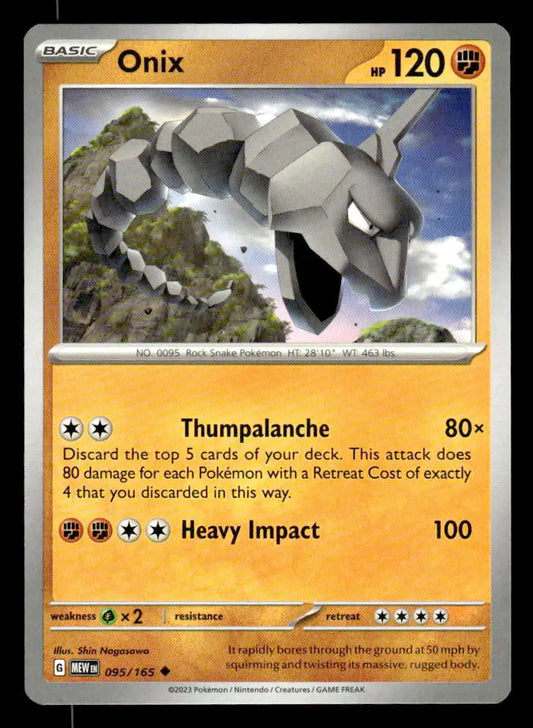 2023 Scarlet & Violet: 151 Onix #095/165 - Pokémon Card Single