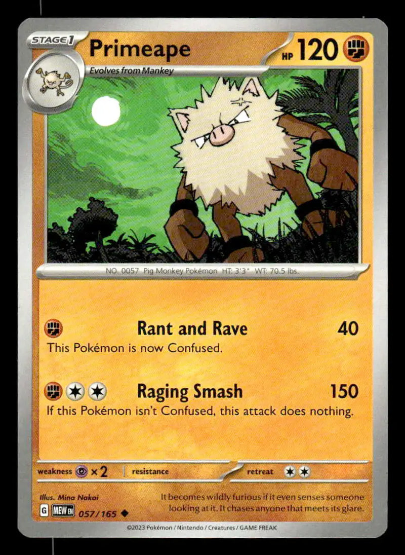 2023 Scarlet & Violet: 151 Primeape #057/165 Base Uncommon NM - Pokémon Card Single