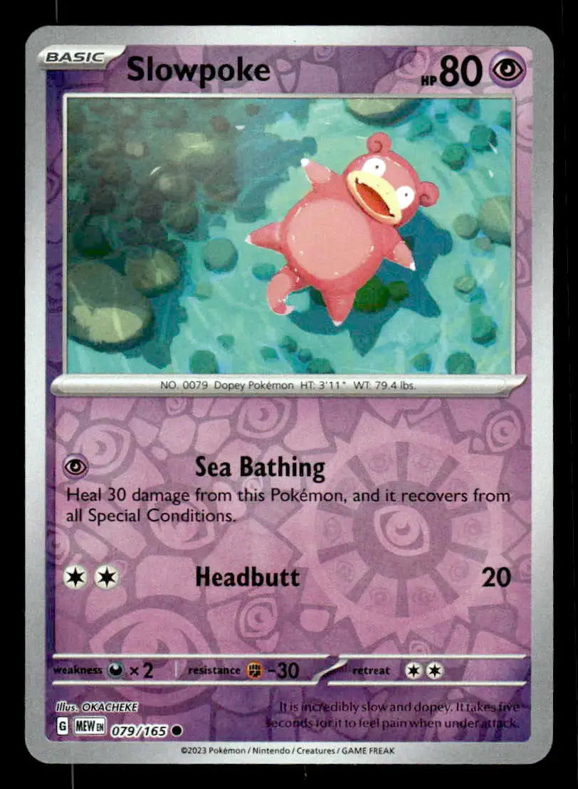 2023 Scarlet & Violet: 151 Slowpoke #079/165 Reverse Holo Common NM - Pokémon Card Single
