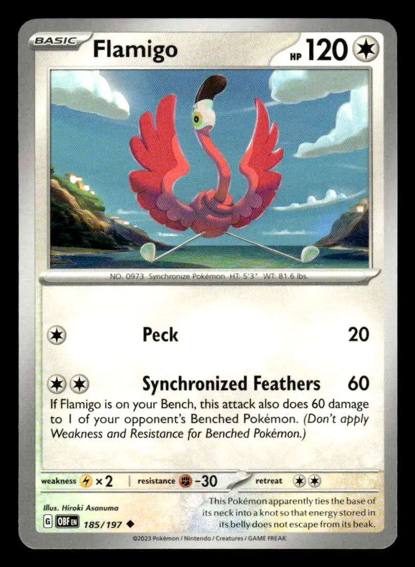2023 Scarlet & Violet: Obsidian Flames Flamigo #185/197 Base Uncommon - Pokémon Card Single