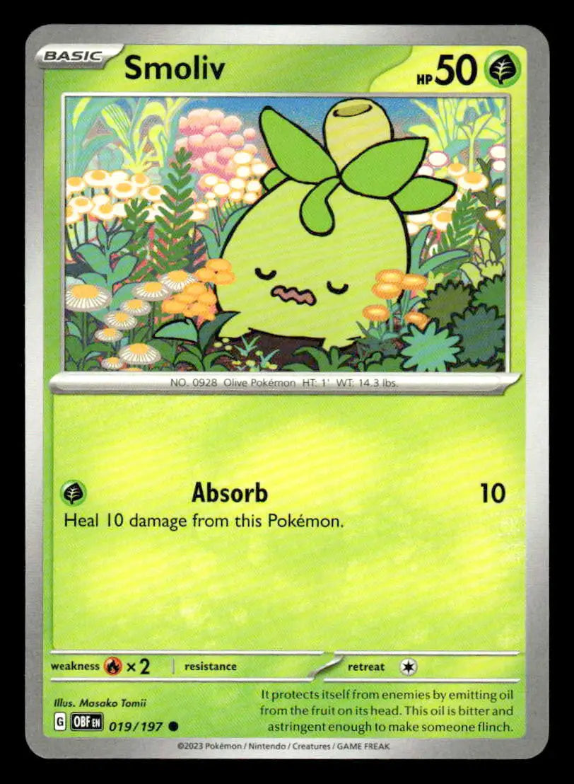 2023 Scarlet & Violet: Obsidian Flames Smoliv #019/197 Base Common NM - Pokémon Card Single