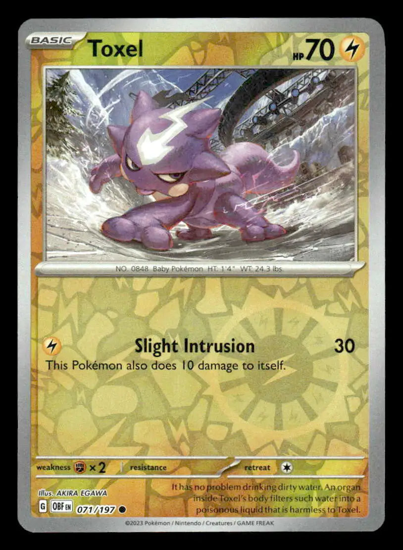 2023 Scarlet & Violet: Obsidian Flames Toxel #071/197 Reverse Holo Common NM - Pokémon Card Single