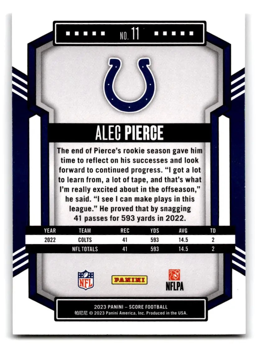 2023 Score #11 Alec Pierce - Football Card Single