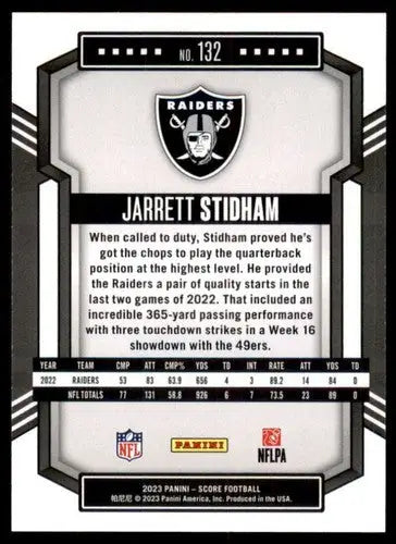 2023 Score #132 Jarrett Stidham NM Near Mint LV Raiders ID:64968 - Football Card Single