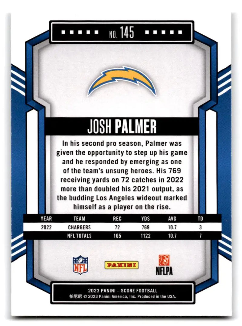 2023 Score #145 Josh Palmer - Football Card Single