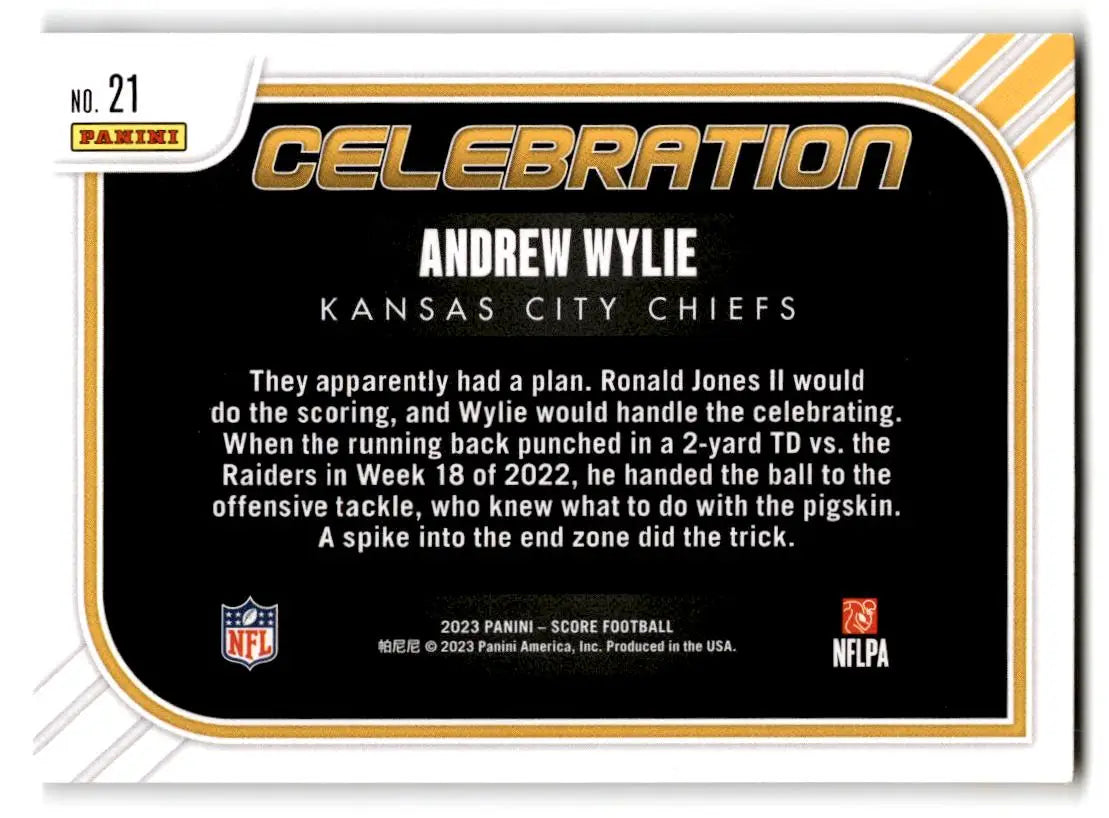 2023 Score #21 Andrew Wylie Celebration - Football Card Single