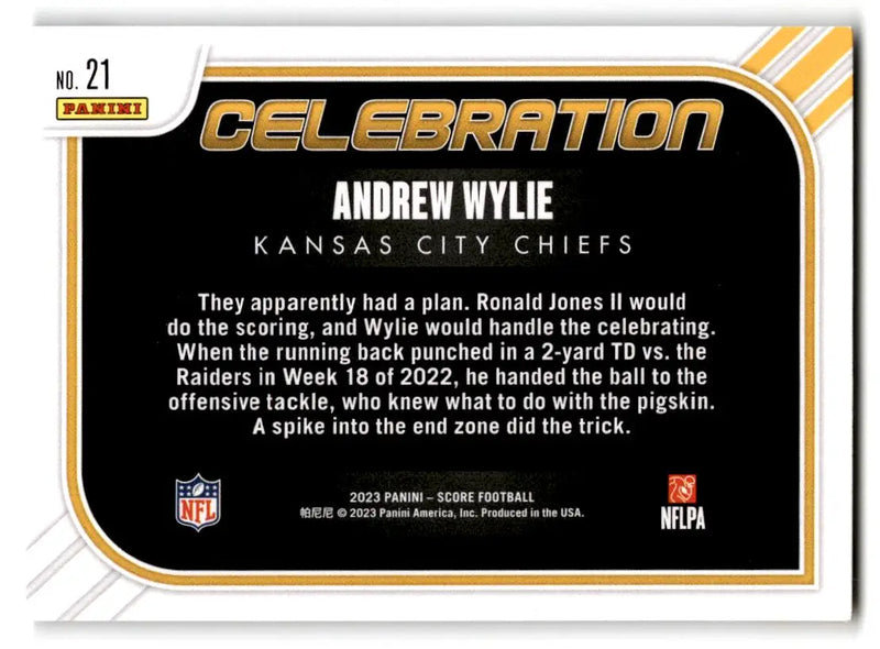 2023 Score #21 Andrew Wylie Celebration - Football Card Single