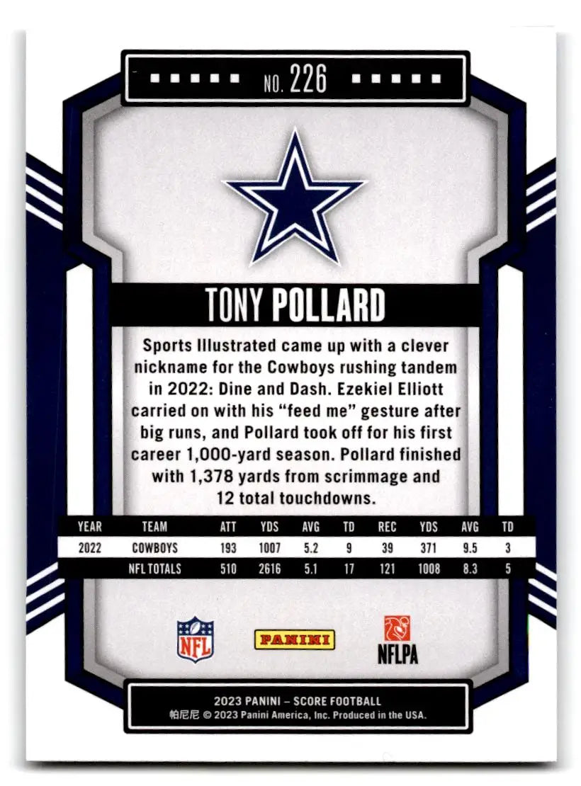 2023 Score #226 Tony Pollard - Football Card Single
