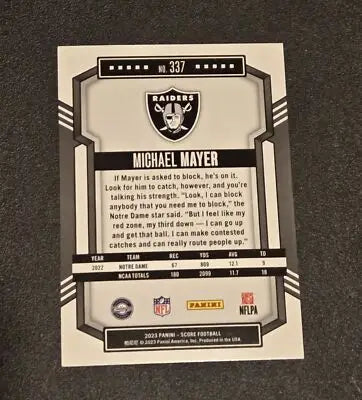2023 Score #337 Michael Mayer - Football Card Single