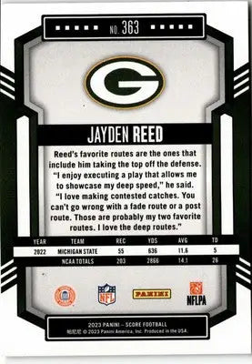 2023 Score #363 Jayden Reed - Football Card Single