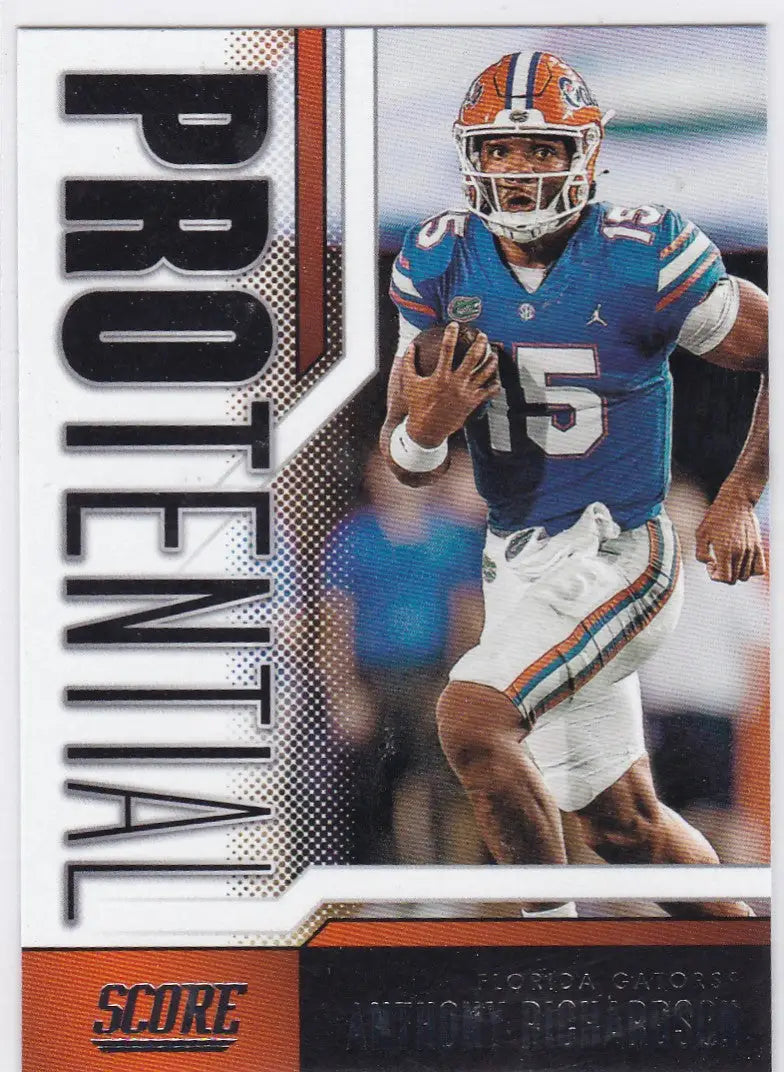 Football trading card of Anthony Richardson Protential Florida Gators player in action