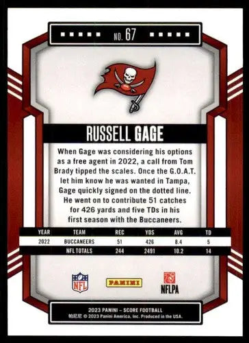 2023 Score #67 Russell Gage NM Near Mint Buccaneers ID:64963 - Football Card Single