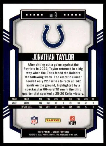2023 Score #9 Jonathan Taylor NM Near Mint Colts ID:64958 - Football Card Single